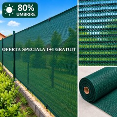 SUPER OFERTA-1+1 GRATIS-Plasa umbrire 80%, verde, 2 m inaltime x 10 m lungime
