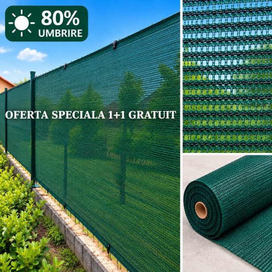 SUPER OFERTA-1+1 GRATIS-Plasa umbrire 80%, verde, 2 m inaltime x 10 m lungime