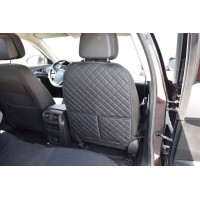 Protectie spatar scaun auto cu buzunare din piele ecologica neagra