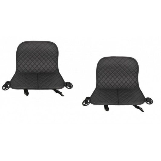 Set 2 bucati protectii spatar scaun auto cu buzunare din piele ecologica neagra
