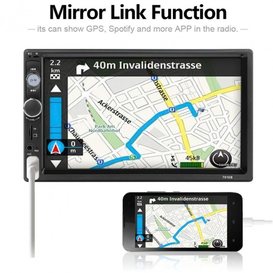 Radio MP3 MP5 Player 2DIN  Bluetooth Touchscreen MirrorLink USB SD Ecran 7