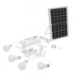 Sistem pentru iluminat cu 4 becuri LED  cu panou solar 9V 12W + 1xUSB Incarcare telefon