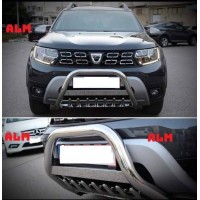 Bullbar inox cu suport de proiectoare compatibil Dacia Duster II 2018-2023