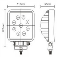 Proiector LED cu angel eyes patrat de 27 W 12 / 24V Spot Beam 30° cu angel eyes