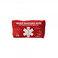 Kit Siguranta auto complet Omologat – Stingator 1KG, Trusa Medicala, 2 Triunghiuri, Vesta, Geanta