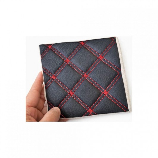 Material piele eco Negru cusatura Rosu