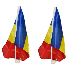 Set 2 steaguri Romania auto cu suport de prindere, dimensiune 45 x 30 cm