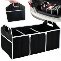 Organizator portbagaj cu manere si 3 compartimente egale, 54x32x32 cm, negru
