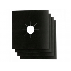 Set 4 folii de protectie pentru plita sau aragaz, teflon, lavabile, reutilizabile, 27 x 27 cm, negru