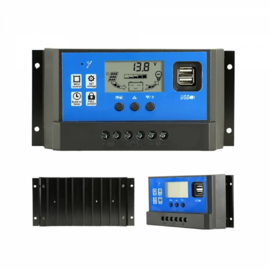 Controler solar 12V/24V, 60A, cu afisaj LCD si doua porturi USB
