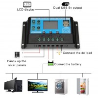 Controler solar 12V/24V, 60A, cu afisaj LCD si doua porturi USB