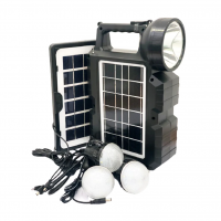 Kit solar cu doua panouri solare, acumulator, incarcare telefon, Radio FM, Bluetooth 3 becuri