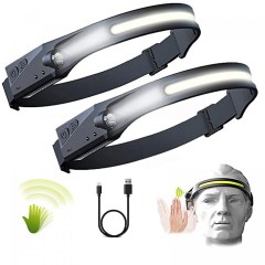 Set 2 Lanterne de cap cu acumulator intern, frontala, cu senzor de miscare, banda leduri