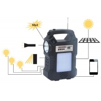 Kit panou solar cu 3 becuri LED, incarcare telefon, telecomanda, afisaj, radio, mp3, bluetooth