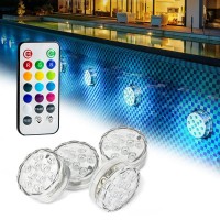 Set 4 Lampi LED RGB, pentru piscina cu telecomanda, rezistente la apa