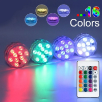 Set 4 Lampi LED RGB, pentru piscina cu telecomanda, rezistente la apa