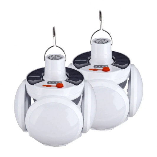 Set 2 x Lampa solara pliabila, tip bec cu 5 moduri de iluminare,rezistenta la apa