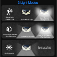 Set 4 lampi solare 100 LED senzor miscare si lumina, 3 moduri