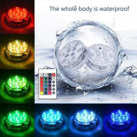 Set 2 Lampi LED RGB, pentru piscina cu doua telecomenzi, rezistente la apa
