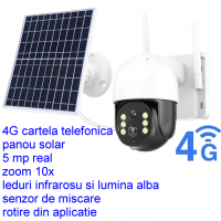 Camera supraveghere 4G cu panou solar 5MP, card 64Gb inclus