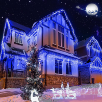 Instalatie turturi cu flash 15m fir alb tip perdea franjurata albastru alb rece alb cald multicolor