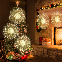 Instalatie 5 artificii fulgi LED Premium spectaculoase alb cald si multicolor