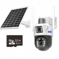 Camera Supraveghere dubla 4G panou solar 6MP card 128Gb inclus