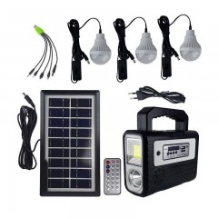 Kit panou solar 3 becuri LED radio digital afisaj incarcare telefon telecomanda bluetooth lanterne