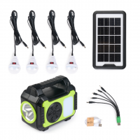 Kit panou solar fotovoltaic 8 acumulatori LiIon 16850 4 bec incarcare telefon radio mp3 bluetooth