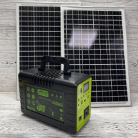 Kit panouri solare acumulator LiIon 84.000mAh priza 220v 300w sin pur alimentare televizor 4 bec