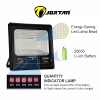 Proiector solar puternic e 200W, 130 LED SMD, panou solar si telecomanda, IP66