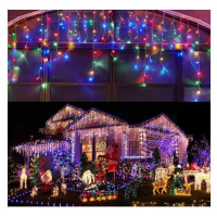 Instalatie turturi cu flash 15m fir alb tip perdea franjurata albastru alb rece alb cald multicolor