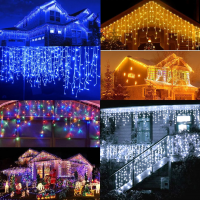 Instalatie turturi 20m perdea franjurata LED sarbatori alb rece cald albastru multicolor conectabile