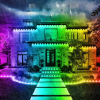 Instalatie EAVE permanenta casa cu 20 led-uri pixel RGBW 15m interconectabila