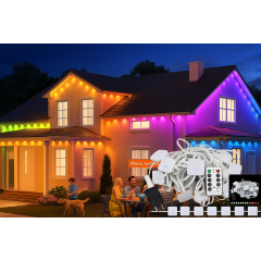 Instalatie EAVE permanenta casa cu 20 led-uri pixel RGBW 15m interconectabila