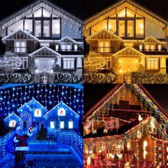 Instalatie perdea tip turturi FLASH fir gros negru LED foarte mare 23.5m interconectabile