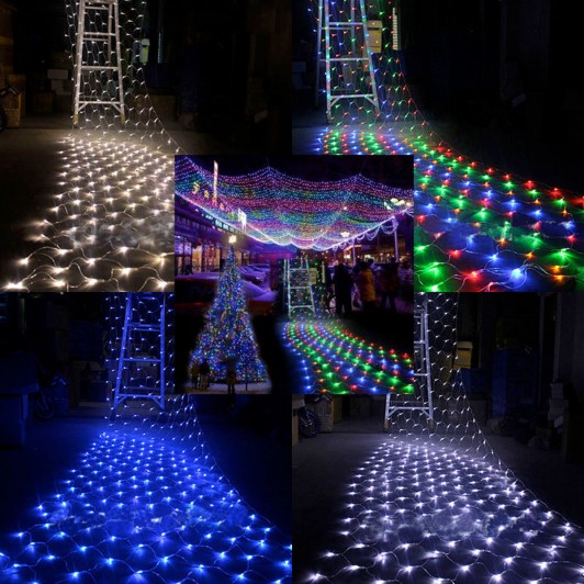 Instalatie Craciun Tip Plasa 3 m x 3 m, 360 LED-uri,  8 Jocuri de Lumini, Interconectabila, 4 culori