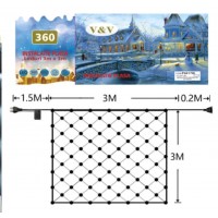 Instalatie Craciun Tip Plasa 3 m x 3 m, 360 LED-uri,  8 Jocuri de Lumini, Interconectabila, 4 culori