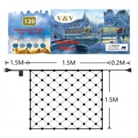 Instalatie de Craciun Tip Plasa 1.5 x 1.5 m, 120 LED-uri, Interconectabile 4 culori