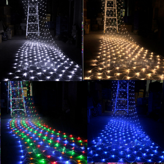 Instalatie de Craciun Tip Plasa 1.5 x 1.5 m, 120 LED-uri, Interconectabile 4 culori