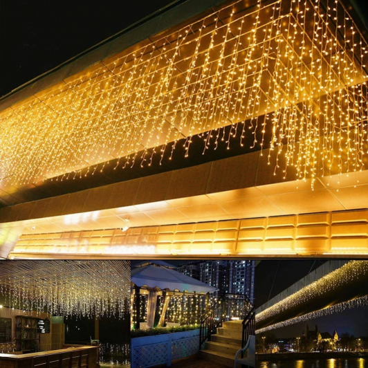 Instalatie sarbatori, dimensiune 3m x 3m, perdea ploaie cu 320 leduri FLASH alb cald