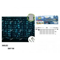 Perdea turturi brate egale 8mx1m full flash toate ledurile fac flash alb rece turcuaz alb cald multi