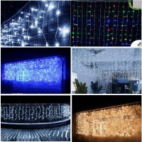 Instalatie LED 8m x 1m, Perdea Turturi, Fir alb, Flash, Efecte spectaculoase