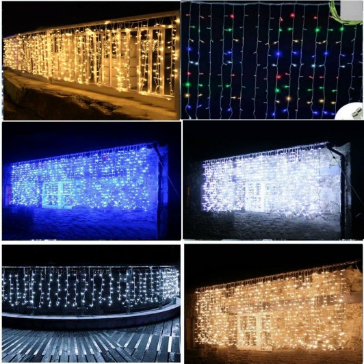 Instalatie perdea turturi brate egale 20m x0.5m flash interconectabile 4 culori