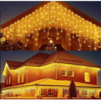 Instalatie perdea tip turturi FLASH fir gros negru LED foarte mare 23.5m interconectabile alb rece