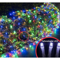 Instalatie Craciun Tip Plasa 3 m x 3 m, 360 LED-uri,  8 Jocuri de Lumini, Interconectabila, 4 culori