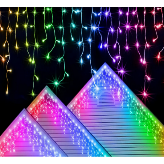 Instalatie deosebita cu leduri care isi schimba culoarea, 3 m, turturi cu jocuri animatii RGB