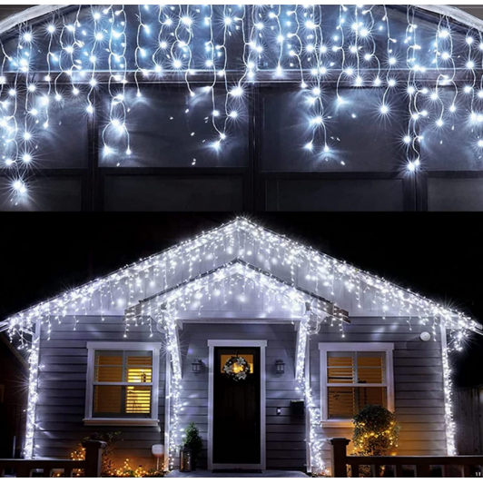 Instalatie PREMIUM Turturi Flash 12 m FIR GROS Interconectabila franjuri ALB RECE Instalatie PREMIUM Turturi Flash 12 m FIR GROS Interconectabila franjuri ALB RECE