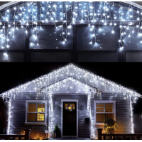 Instalatii turturi 30m perdea franjurata LED 4 CULORI disponibile (2 x 15 m) ALBASTRU MULTICOLOR ALB