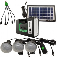 Kit panou solar cu 3 Becuri Radio Bluetooth MP3 USB lanterna LED acumulator Kit panou solar cu 3 Becuri Radio Bluetooth MP3 USB lanterna LED acumulator